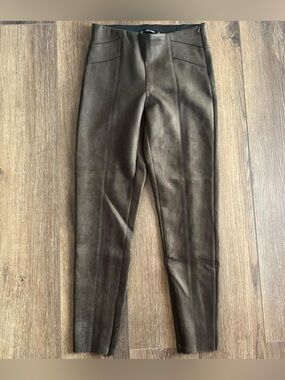 Zara Brown Khaki Green Suede High Waisted leggings